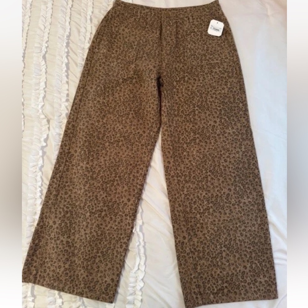Altar'd State Brown Leopard Print Wide Leg Jeans